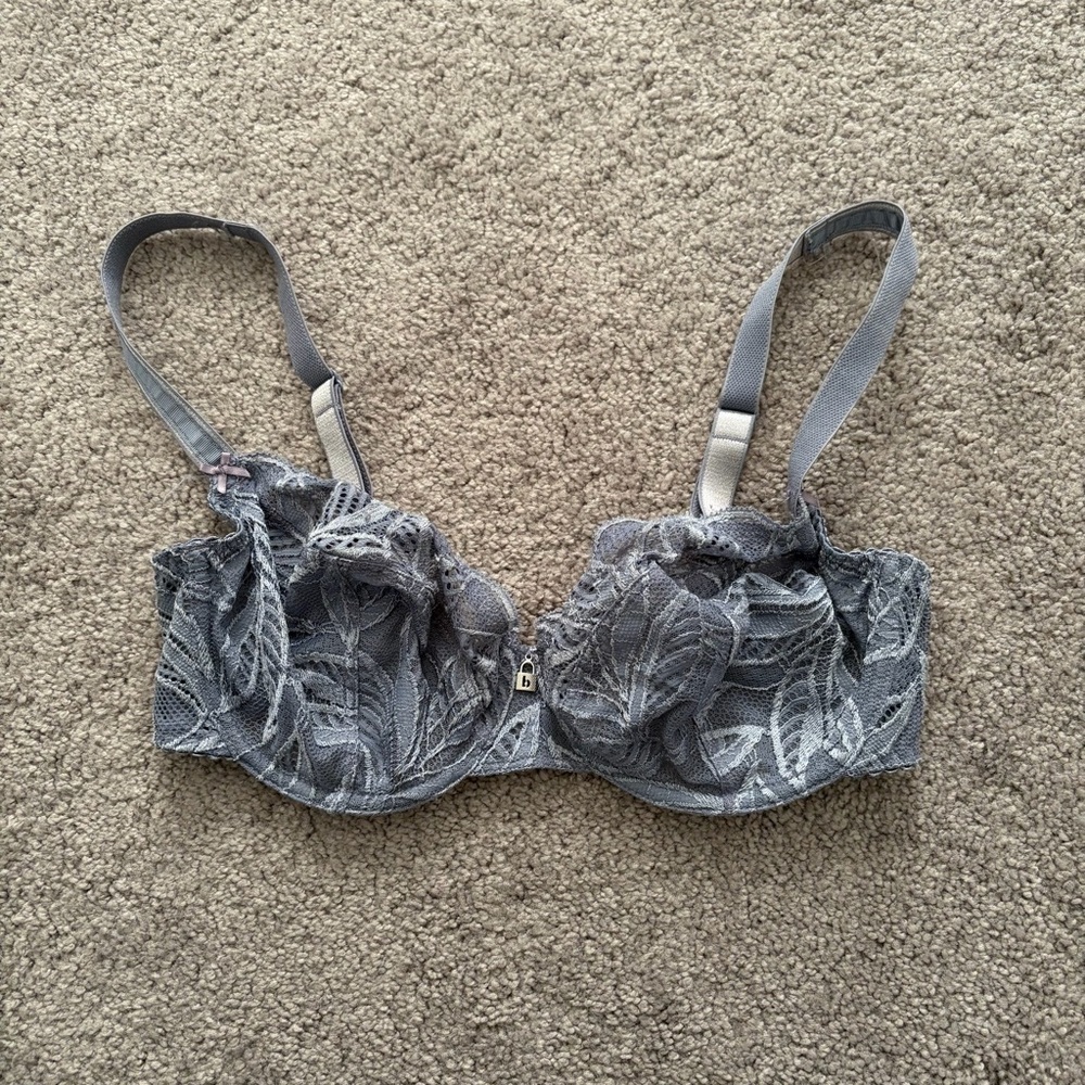 Barbara Paris Gray Lace Bra